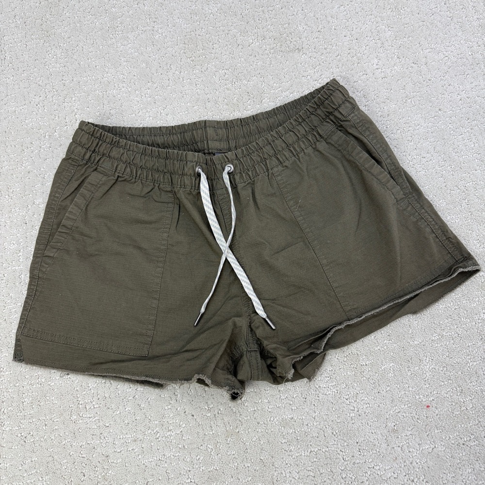 Vuori‎ Ripstop Shorts Women Small Green Drawstring Raw Hem VW385
